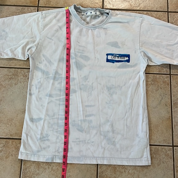 Off-White Summer Blue Arrow Graffiti Print Short Sleeve Cotton T-Shirt, Small - Picture 11 of 12